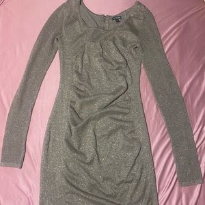 Express Shimmering Long Sleeve Dress
